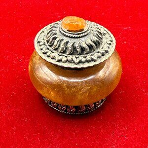VTG Moroccan jewelry box, handcrafted and beautiful burnt orange color